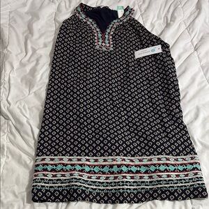 THML Navy and Beige Patterned Dress